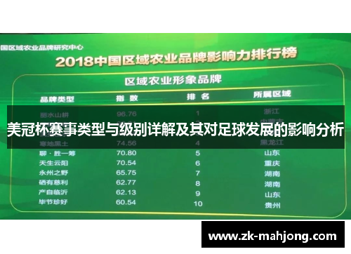 美冠杯赛事类型与级别详解及其对足球发展的影响分析